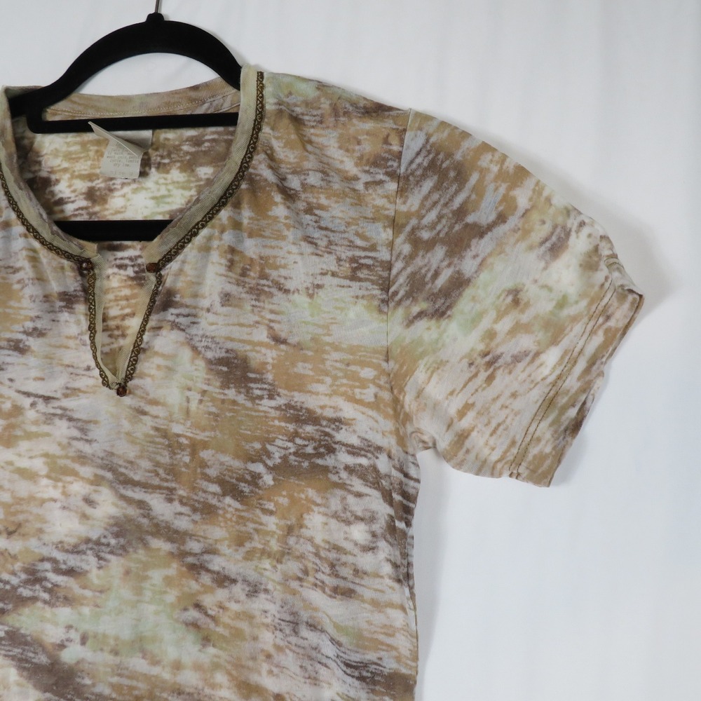 Great‎ White T Company Tunic Top Women's Short Sleeve Brown Beige Patterned - Picture 4 of 8